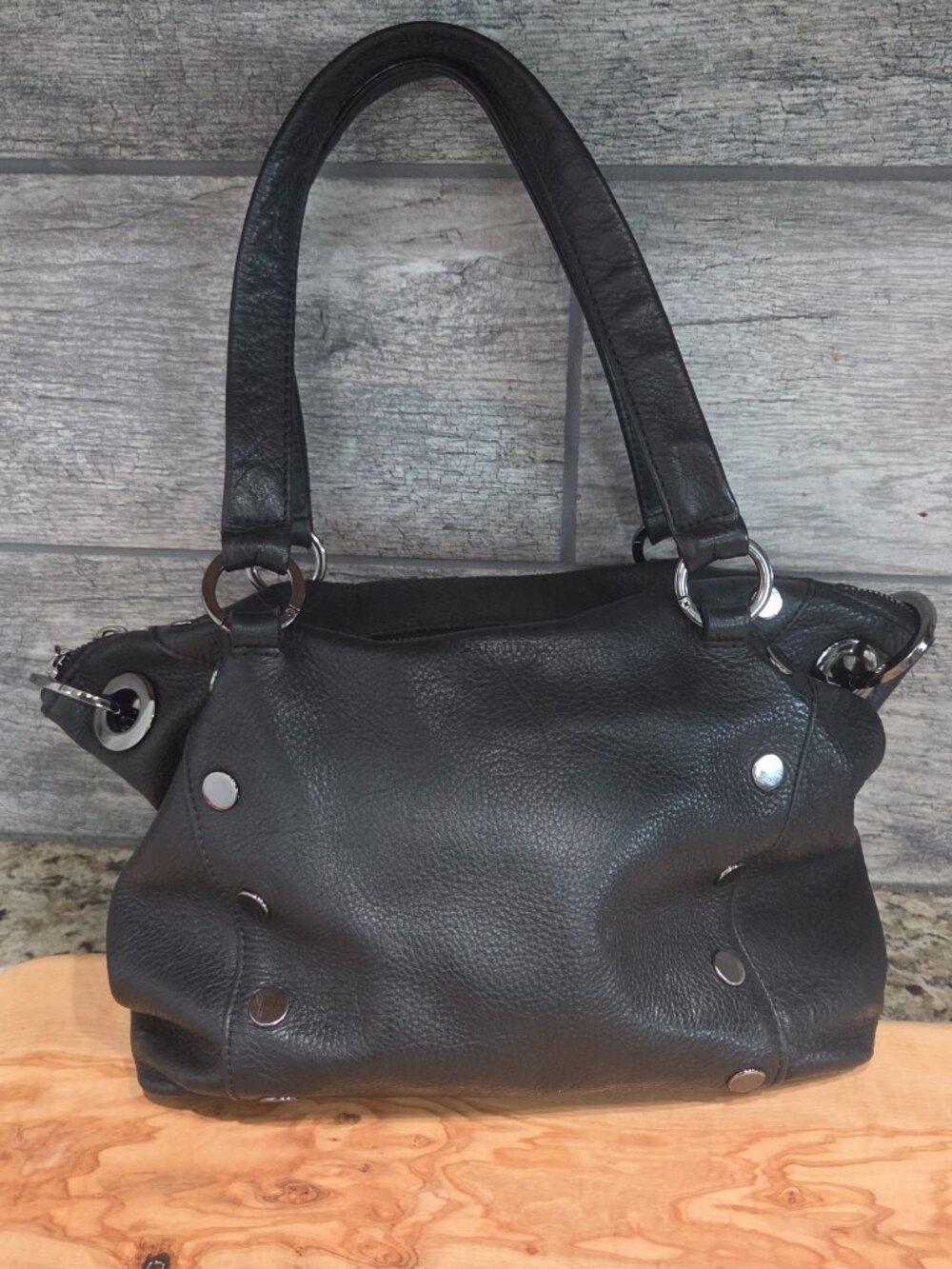 Hammitt Daniel Small Black Pebbled Leather Handbag Shoulder Bag w/Dustbag